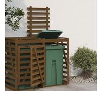 GeenYuu Extension pour boîte à poubelles, marron miel, en pin massif avec porte, serrure et couvercle, 78 x 91,5 x 128,5 cm, revêtement pour 2 à 4 tonnes, brise-vue pour jardin, terrasse