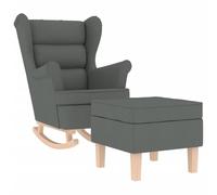 GeenYuu Fauteuil à bascule avec repose-pieds, en tissu gris foncé, 74 x 90 x 102 cm, fauteuil relaxant confortable, avec rembourrage, pour salon, bureau et chambre à coucher, mouvement de bascule doux
