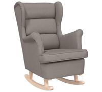 GeenYuu Fauteuil à bascule en tissu taupe 74 x 90 x 102 cm avec rembourrage et cadre en bois d'hévéa solide pour salon, bureau, chambre à coucher, mouvement de balançoire relaxant