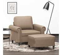 GeenYuu Fauteuil avec Repose-Pied 60 cm Cappuccino en Similicuir Durable Confortable avec accoudoirs rembourrés pour Salon séjour détente et Lecture