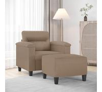 GeenYuu Fauteuil avec Repose-Pied Cappuccino 60 cm en Similicuir Durable, Structure Robuste métal et contreplaqué, Design Moderne pour Salon séjour détente Confortable