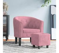 GeenYuu Fauteuil Cabriolet Rose en Velours avec Repose-Pied, Chaise Confortable pour Salon Bureau Chambre, Assise rembourrée avec accoudoirs et Dossier, Design Compact pour détente Lecture Repos