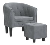 GeenYuu Fauteuil club, avec repose-pieds, en velours, gris foncé, 70 x 56 x 68 cm, fauteuil relaxant moderne, fauteuil rembourré avec structure en bois de pin stable, fauteuil de relaxation
