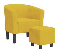 GeenYuu Fauteuil club, avec repose-pieds, en velours jaune, confortable, pour salon, chambre à coucher, bureau avec structure en pin robuste et rembourrage doux pour des moments de détente