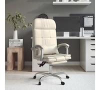 GeenYuu Fauteuil de Bureau inclinable en Similicuir crème avec Dossier réglable, Appui tête, accoudoirs, roulettes pivotantes 360°, siège Ergonomique pour télétravail et conférence