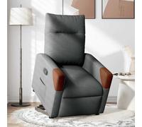 GeenYuu Fauteuil de relaxation avec aide au relèvement, en tissu gris foncé, fauteuil de repos électrique réglable avec fonction de couchage manuelle, accoudoirs larges, poche latérale