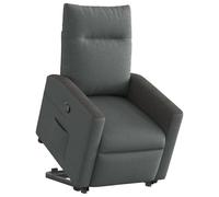 GeenYuu Fauteuil de relaxation électrique avec aide au relèvement, housse en tissu gris foncé, 69 x 86 x 100 cm, fonction couchée manuelle, cadre en bois et métal stable, chaise confortable pour salon