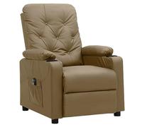 GeenYuu Fauteuil de relaxation électrique en cuir synthétique marron cappuccino avec 3 positions de couchage, 78,5 x 93 x 96,5 cm, fauteuil TV confortable, avec télécommande, cadre en bois et métal