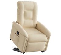 GeenYuu Fauteuil de relaxation électrique en tissu crème 77 x 91,5 x 96 cm avec fonction de couchage manuelle et poche latérale pour salon et chambre à coucher Confort relaxant