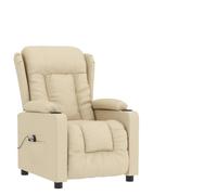 GeenYuu Fauteuil de relaxation électrique en tissu crème avec 3 positions de couchage, télécommande à 2 boutons, cadre en métal et bois, porte-gobelets, 72,5 x 96 x 99,5 cm, pour salon et chambre à