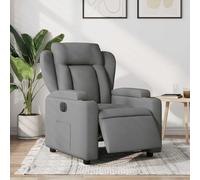 GeenYuu Fauteuil de relaxation électrique en tissu gris foncé avec fonction de couchage jusqu'à 135 °C, cadre en bois et métal stable, accoudoirs larges, porte-gobelet, poche latérale pour salon et