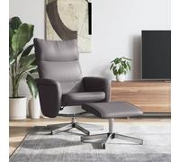 GeenYuu Fauteuil de relaxation en cuir synthétique gris avec repose-pieds, 71 x 79 x 105 cm, fonction couchée manuelle, rotation à 360 °, chaise de salon confortable pour la détente et le confort