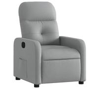 GeenYuu Fauteuil de relaxation en tissu gris clair avec fonction de couchage manuel jusqu'à 135 °C, fauteuil rembourré confortable avec poche latérale, cadre en bois et métal stable pour salon et