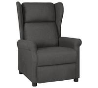 GeenYuu Fauteuil de relaxation en tissu gris foncé réglable manuellement avec 3 positions, fonction de couchage, respirant, cadre en bois stable en métal, confortable pour salon, bureau, chambre à