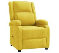 GeenYuu Fauteuil de relaxation en tissu jaune avec fonction de couchage manuelle, dossier et repose-pieds réglables, fauteuil de salon confortable avec cadre en bois solide en métal pour une assise et