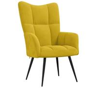 GeenYuu Fauteuil de relaxation en velours jaune moutarde avec structure en acier, 61 x 70 x 96,5 cm, rembourré, fauteuil de salon, fauteuil relaxant, fauteuil de relaxation, chaise de relaxation