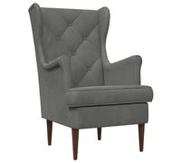 GeenYuu Fauteuil en velours gris foncé avec pieds en bois et structure en métal, chaise lounge relax club avec rembourrage, accoudoir et dossier, meuble moderne pour salon, chambre à coucher, bureau