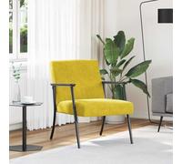 GeenYuu Fauteuil en velours jaune avec cadre en acier - 59 x 75 x 78 cm - Ergonomique - Rembourré - Pour salon et chambre à coucher - Confort relaxant avec rembourrage en mousse durable