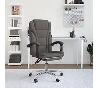 GeenYuu Fauteuil inclinable de Bureau Gris foncé en Tissu Respirant avec Dossier réglable, accoudoirs Confortables, pivotant à 360 degrés et roulettes pour télétravail et réunion Professionnelle