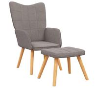 GeenYuu Fauteuil relax avec tabouret en tissu taupe, 61,5 x 69 x 95,5 cm, cadre en acier et pieds en bois, rembourrage en mousse confortable, fauteuil de salon moderne, fauteuil relaxant avec