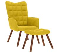 GeenYuu Fauteuil relax avec tabouret en velours jaune, confortable Living Room Recliner avec structure en métal solide, largeur d'assise 47,5 cm, chaise de relaxation polyvalente pour salon et chambre