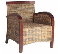 GeenYuu Fauteuil rotin tissé à la Main en Bois de manguier Massif avec Coussin Confortable, siège pivotant et Dossier Ergonomique pour Salon, Chambre, Bureau, Coin Lecture, détente et Repos