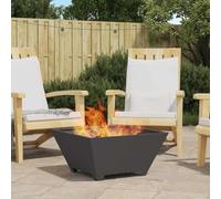 GeenYuu Foyer noir en acier 60 x 60 x 30 cm, poêle d'extérieur pour terrasse et jardin, source de chaleur avec aspect moderne, résistant à la chaleur et inoxydable, idéal pour les soirées confortables