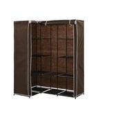 GeenYuu Garde-Robe d'angle Marron 130x87x169 cm en Fer Robuste avec Housse en Polyester, Meuble de Rangement pour vêtements Chaussures, Armoire penderie Pratique pour Chambre Salon Couloir
