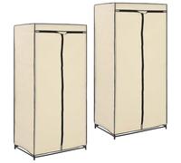 GeenYuu Garde-Robes crème avec Cadre en Fer et Housse en Polyester 75x50x160 cm, 2 pièces, penderie avec Fermetures éclair, Rangement vêtement pour Chambre Salon Bureau entrée