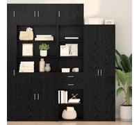 GeenYuu Haut Armoire chêne Noir en Bois d'ingénierie 50 x 42,5 x 225 cm avec tiroir et Porte, Meuble Rangement Mural pour Salon Salle à Manger Bureau, Buffet vaisselier Enfilade Console Commode