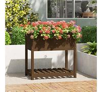GeenYuu Jardinière en Bois de pin Massif Marron Miel 82,5x54x81 cm avec étagère Stable pour Pot, Plante, Fleur intérieur extérieur Balcon terrasse Jardin Maison