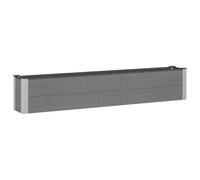 GeenYuu Jardinière surélevée Gris en WPC et Aluminium 200 x 30 x 36 cm pour Fleurs, Herbes, légumes, bac de Jardin extérieur avec Fond Ouvert pour Drainage et Support Plante Balcon terrasse Maison