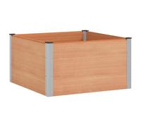 GeenYuu Jardinière surélevée Marron en WPC et Aluminium 100 x 100 x 54 cm pour Jardin terrasse extérieur Pot Plante Fleur Herbe aromatique avec Fond Ouvert et Drainage