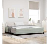 GeenYuu Lit à Ressorts avec Matelas Gris Clair 200 x 200 cm Tissu rembourré Cadre Bois d'ingénierie avec sommier à Lattes pour Chambre Adulte et Enfant, Confort équilibré pour Sommeil paisible