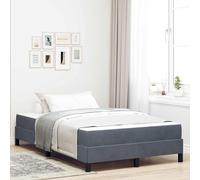 GeenYuu Lit à Ressorts avec Matelas Gris foncé 120 x 190 cm Tissu, Cadre en Bois d'ingénierie, sommier à Lattes métal, Meuble Chambre Adulte, Design capitonné élégant