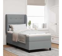 GeenYuu Lit à sommier tapissier avec matelas, gris clair, 100 x 200 cm, tissu, tête de lit réglable, design moderne, meuble de chambre à coucher pour confort et style