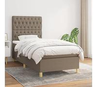 GeenYuu Lit à sommier tapissier avec matelas Taupe 90 x 200 cm Lit simple avec tête de lit réglable en hauteur et matelas à ressorts ensachés pour chambre à coucher avec instructions de montage