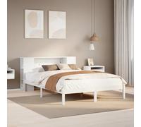 GeenYuu Lit bibliothèque Blanc en Bois pin Massif 140x200 cm Cadre avec sommier à Lattes Rangement intégré Meuble Chambre Adulte Enfant pour et Couchage Confortable