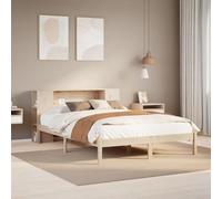 GeenYuu Lit bibliothèque en Bois de pin Massif 135x190 cm avec sommier à Lattes Cadre Robuste Rangement intégré pour Chambre Adulte Enfant ado Espace optimisé