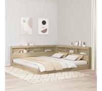 GeenYuu Lit bibliothèque en Bois d'ingénierie chêne Sonoma 180 x 200 cm avec Rangement intégré, Cadre Robuste et Design Minimaliste pour Chambre Adulte ou ado, Meuble Fonctionnel et