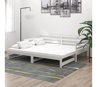GeenYuu Lit Coulissant 2x90x200 cm en Bois de pin Massif Blanc avec Matelas H2 H3 Mousse PU 10 cm, Cadre sommier Robuste, Banquette gigogne pour Chambre Adulte Enfant Studio dortoir invité