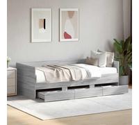 GeenYuu Lit d'appoint avec tiroir Rangement en Bois d'ingénierie Sonoma Gris, Cadre sommier à Lattes, tête de lit Design, Banquette Plateforme pour Chambre Adulte Enfant Studio dortoir invité