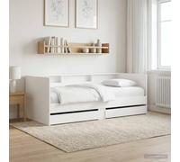 GeenYuu Lit d'appoint en Bois d'ingénierie Blanc avec tiroir de Rangement, Cadre sommier Plateforme avec tête et Pied, Banquette gigogne pour Chambre Studio ou invité