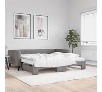 GeenYuu Lit de Jour avec Cadre tapissier Gris foncé 100x200 cm, sommier gigogne en Bois et métal, Matelas Mousse Confortable, canapé Convertible pour Chambre Adulte Enfant