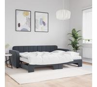 GeenYuu Lit de Jour avec gigogne Gris foncé 80x200cm Velours avec Matelas Mousse Cadre Bois métal canapé Convertible pour Chambre Adulte Enfant Espace optimisé
