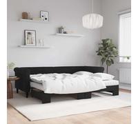 GeenYuu Lit de Jour avec lit gigogne 80x200 cm Velours Noir Cadre Bois métal sommier à Lattes Matelas Mousse canapé Convertible pour Chambre Adulte Enfant