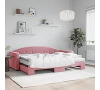 GeenYuu Lit de Jour avec lit gigogne et Matelas Rose 80x200 cm Velours canapé-lit Cadre en Bois métal sommier à Lattes Double Couchage pour Chambre Studio dortoir invité