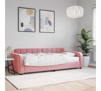 GeenYuu Lit de Jour en Velours Rose avec Matelas Mousse 90x200 cm Cadre Bois métal sommier à Lattes canapé Convertible Chambre Adulte Enfant Confort Optimal