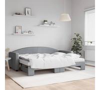GeenYuu Lit de Jour Gris Clair 80x200 cm avec lit gigogne et Matelas en Mousse, Cadre en Bois et métal, sommier à Lattes, canapé Convertible pour Chambre Adulte Enfant