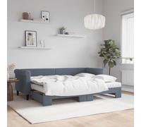 GeenYuu Lit de Jour Gris foncé 80x200cm avec lit gigogne, Matelas Mousse 2 Places, Cadre Velours Robuste Bois métal, canapé Convertible Pratique pour Chambre Adulte ou Enfant